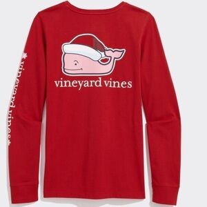 BNWT Vineyard Vines Santa Hat Whale Long-Sleeve Pocket Tee